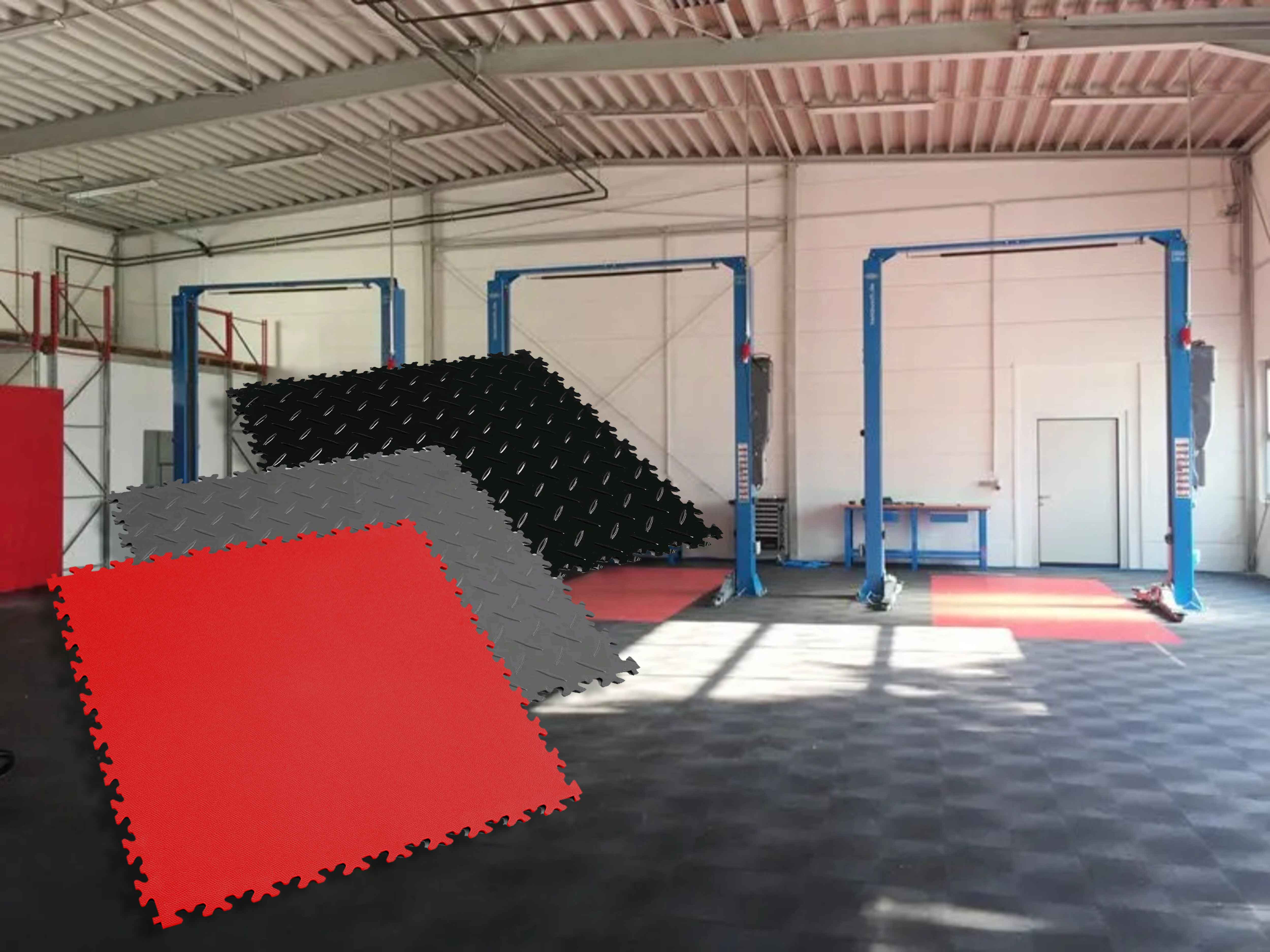 Werkstatt-ECO-schwarz Rot Fortelock PVC Fliesen ECO und Industrie